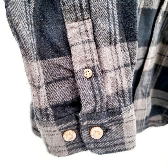 Field & Stream Charcoal Gray Black 100% Cotton Flannel Shacket Shirt Jacket Sz M - Picture 4 of 7